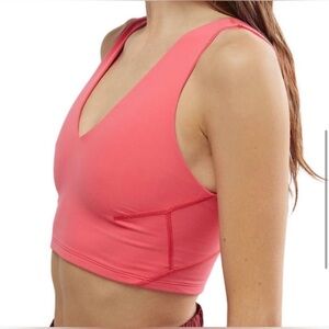 FP Movement by Free People Coral Pink V-Neck Crop Sports Bra